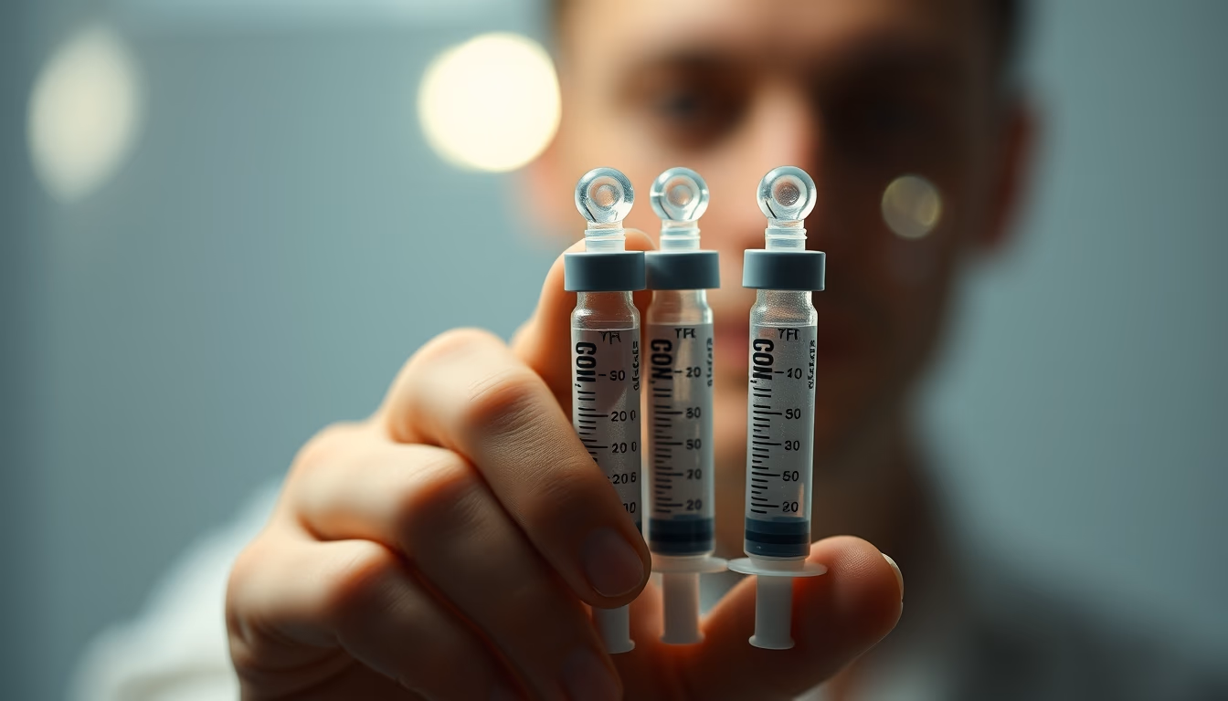 medical syringe vials in editorial style