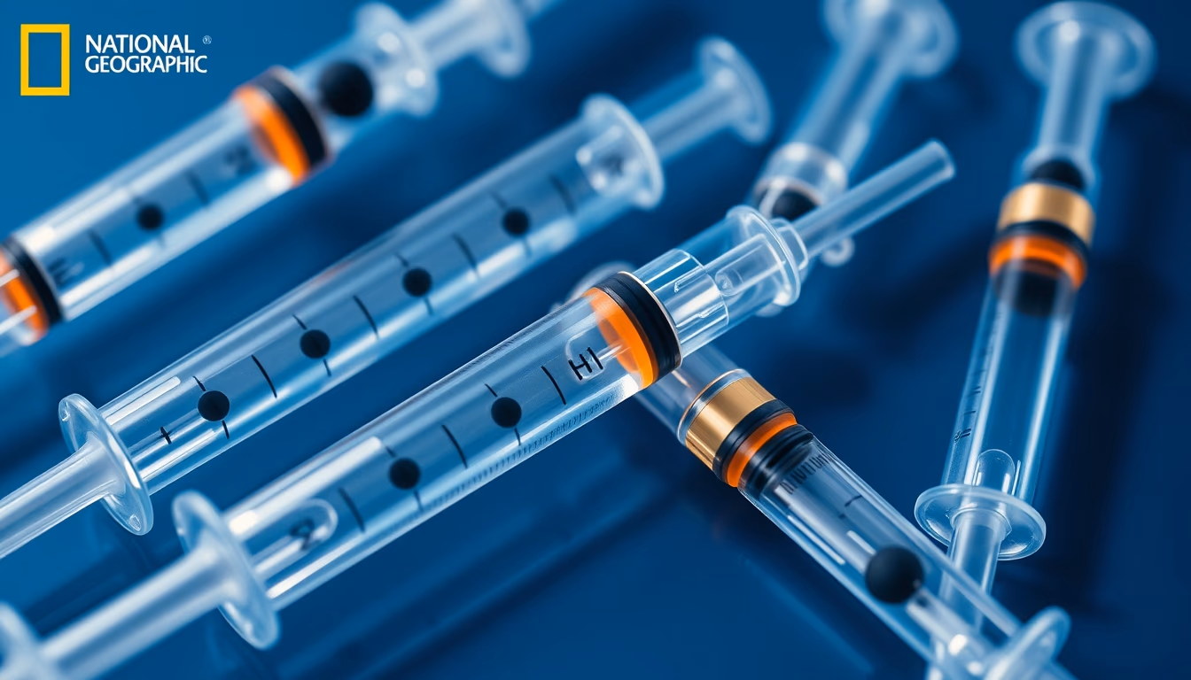 medical syringe vials in editorial style