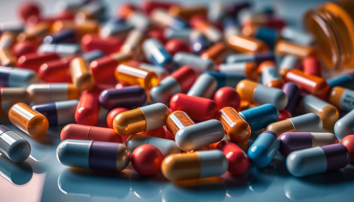 Medication pills assortment colorful em estilo editorial