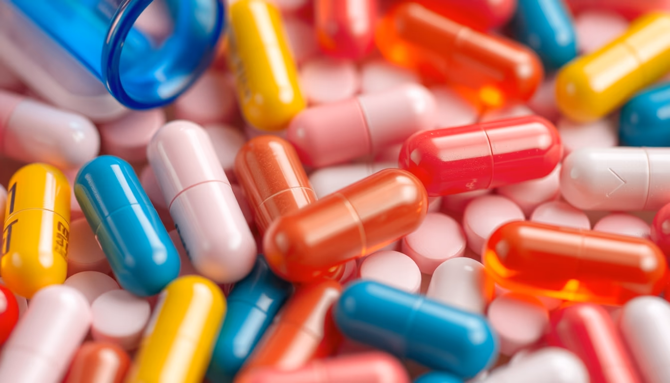 Medication pills assortment colorful em estilo editorial