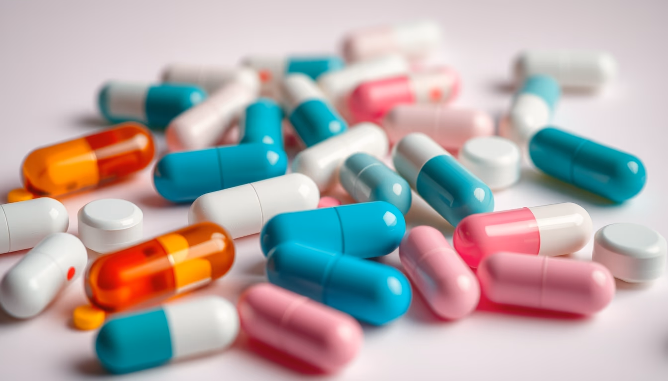 Medication pills assortment colorful em estilo editorial