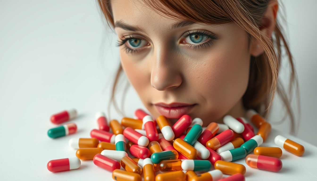 medication pills assortment colorful in editorial style