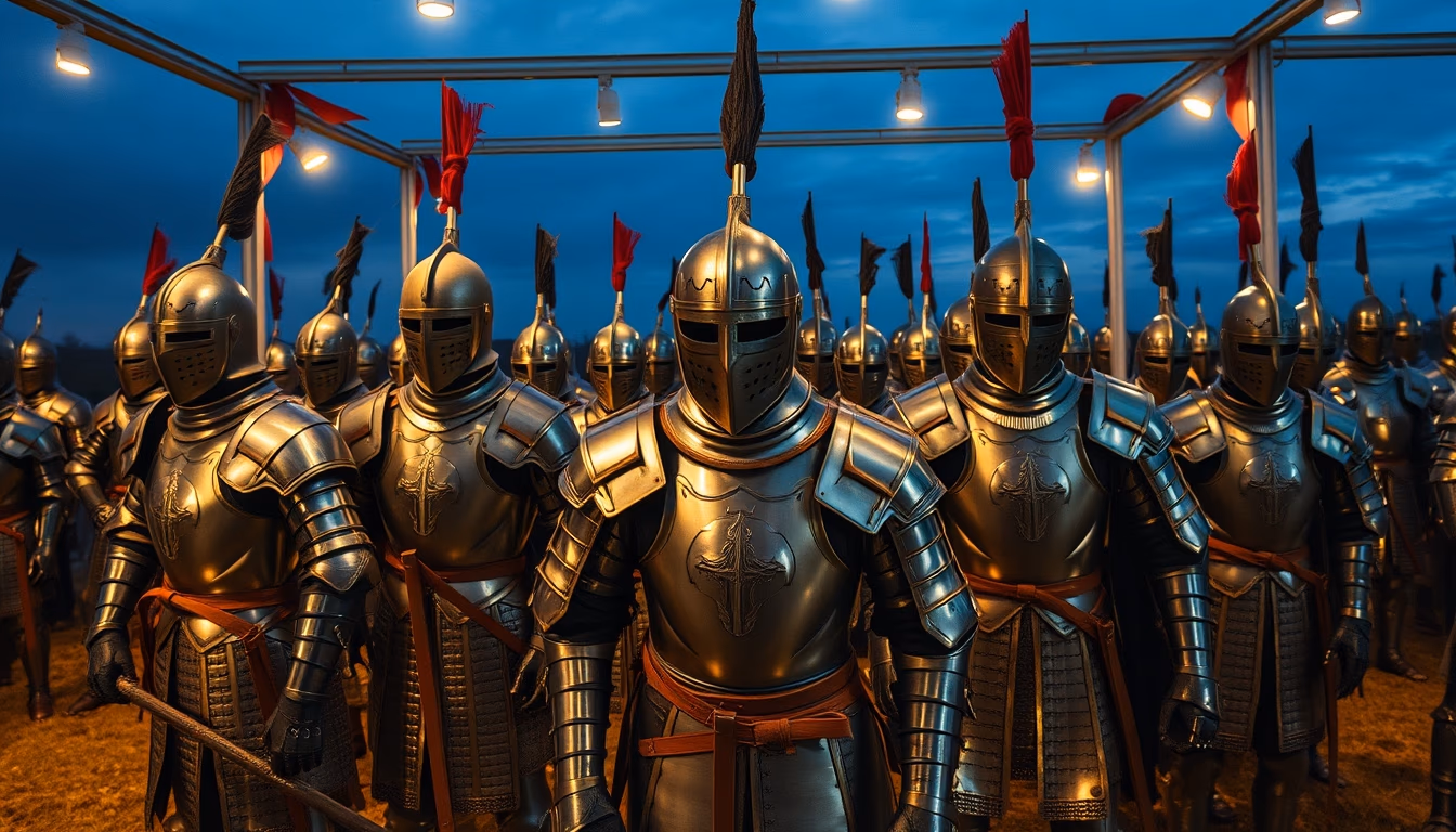 medieval armor display in editorial style