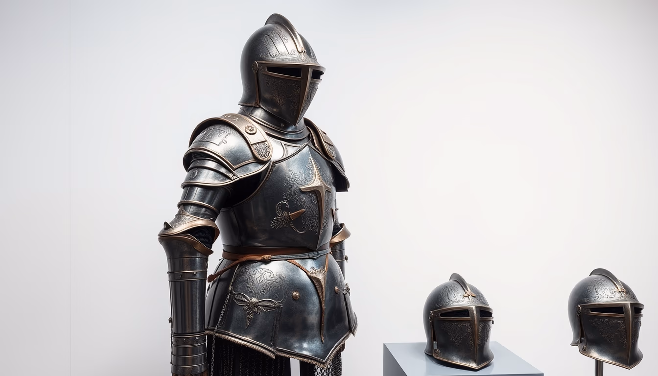 medieval armor display in editorial style