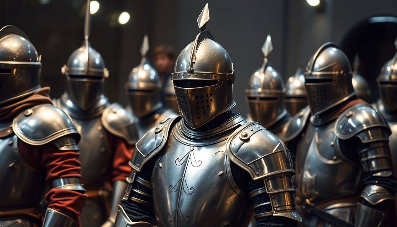 medieval armor display in editorial style