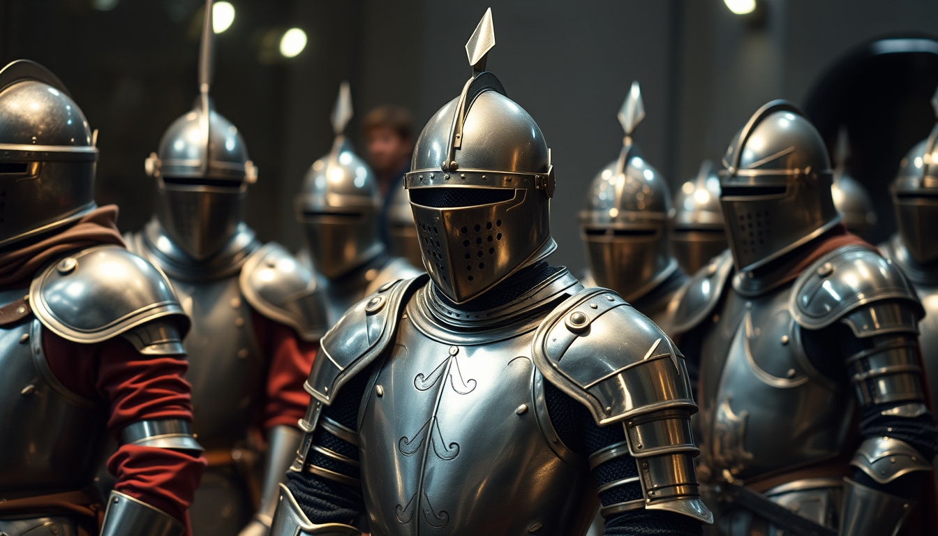 medieval armor display in editorial style