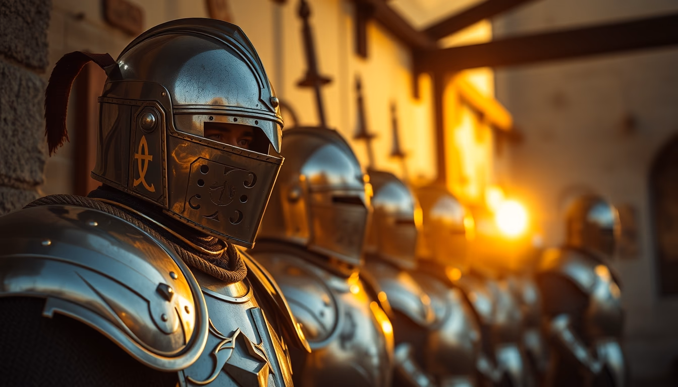 medieval armor display in editorial style