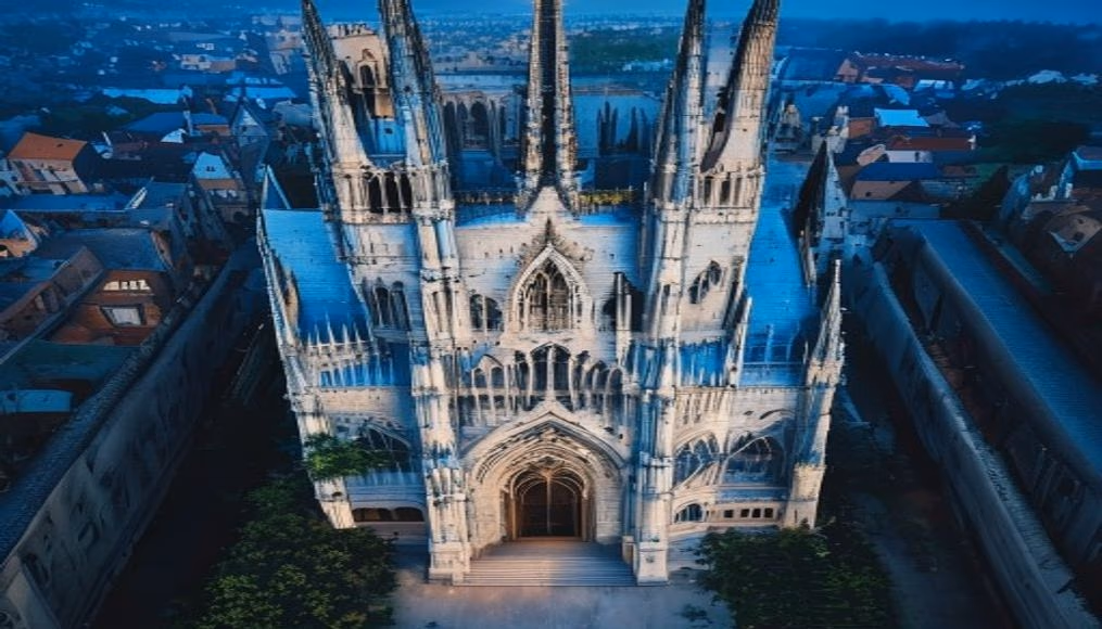 medieval cathedral gothic in editorial style