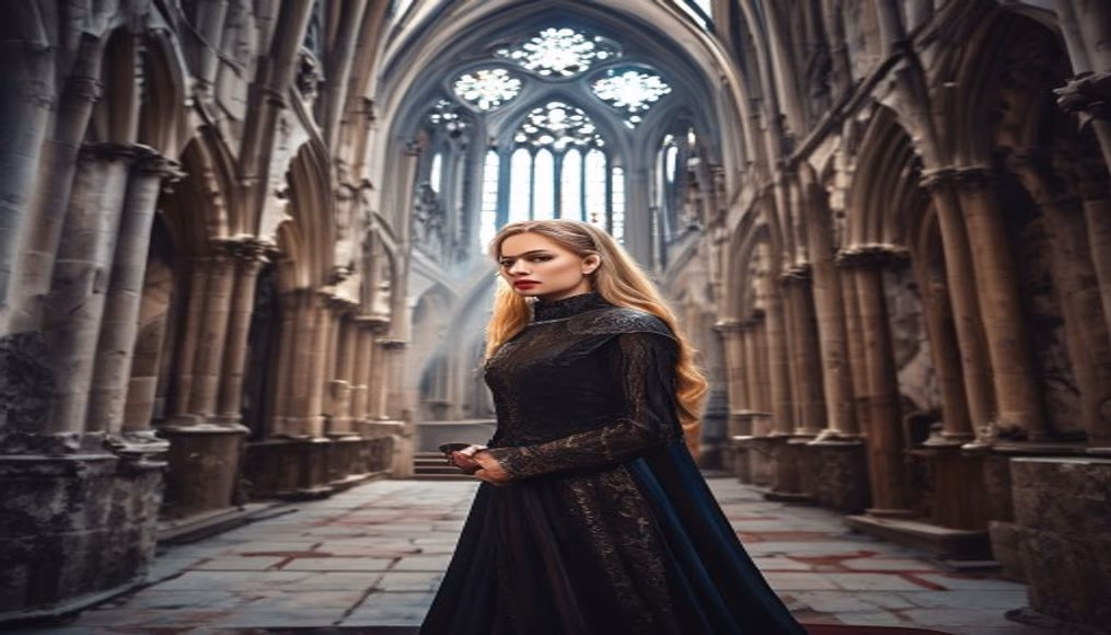 medieval cathedral gothic in editorial style
