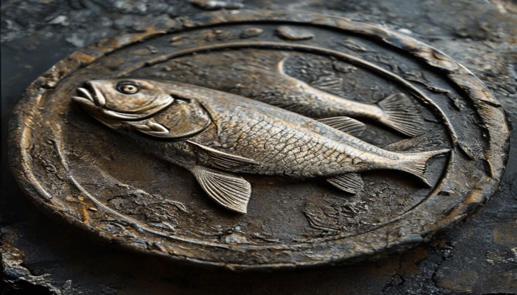 medieval coin tarnished in editorial style