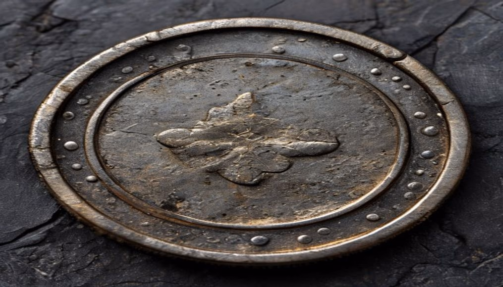 Medieval coin tarnished em estilo editorial