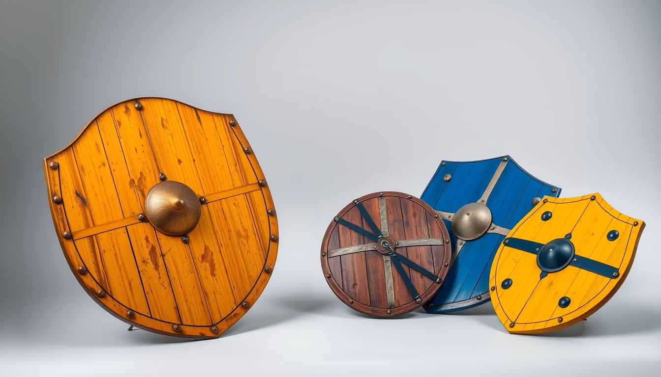 medieval shield colors in editorial style
