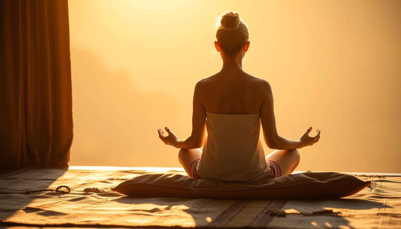 meditation cushion sunlight in editorial style