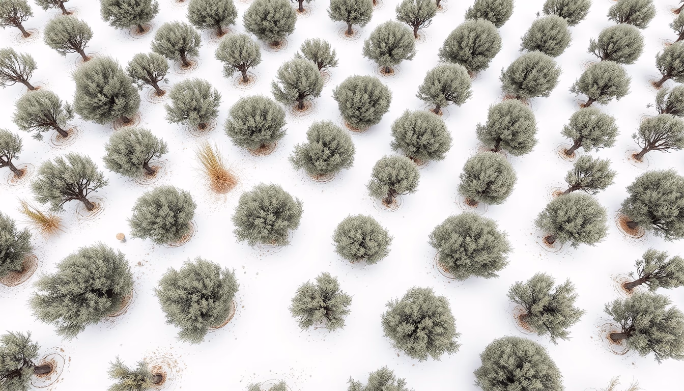 mediterranean olive plantation aerial in editorial style