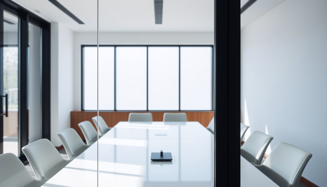 meeting room glass in editorial style
