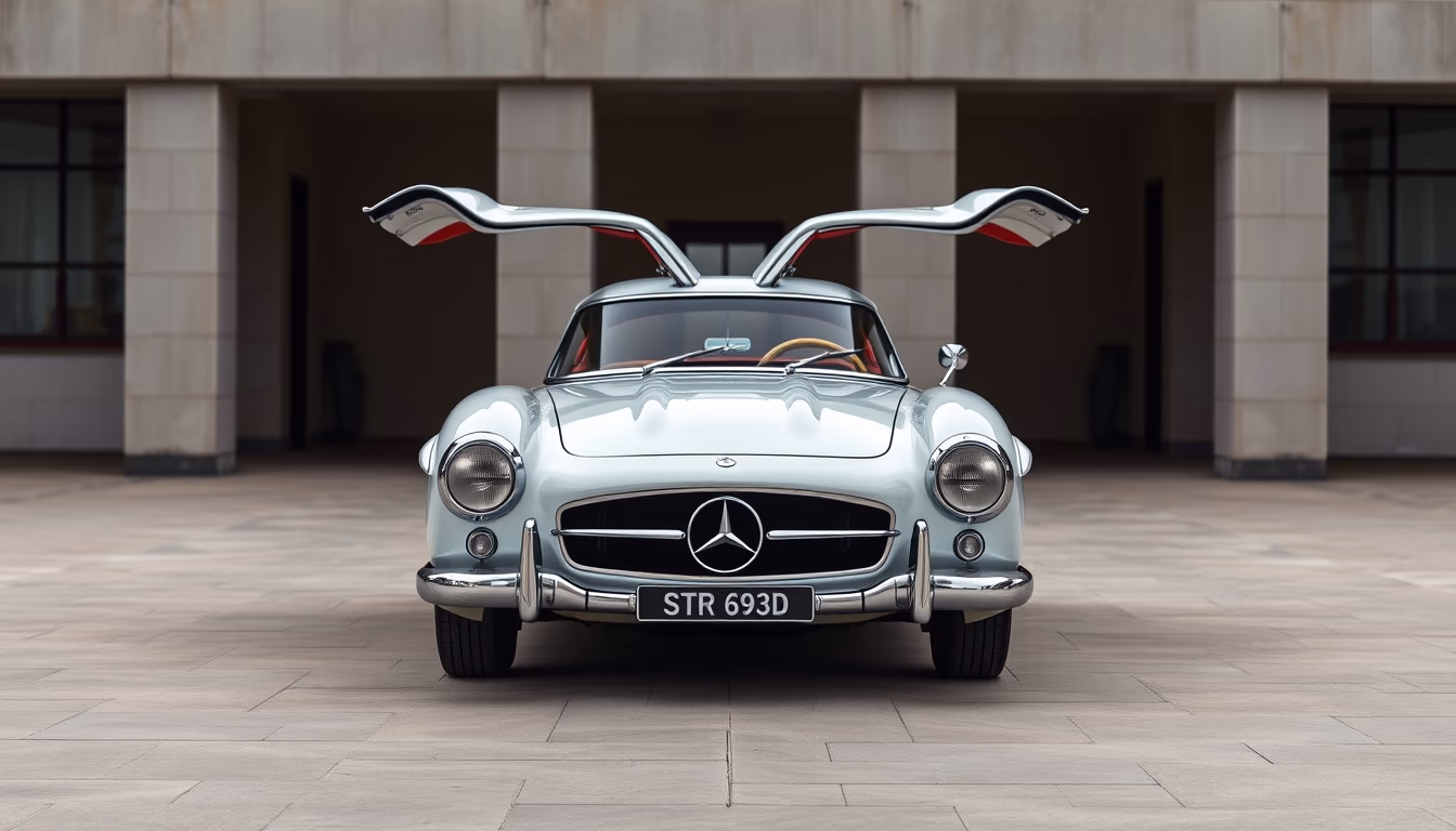 mercedes 300sl gullwing in editorial style