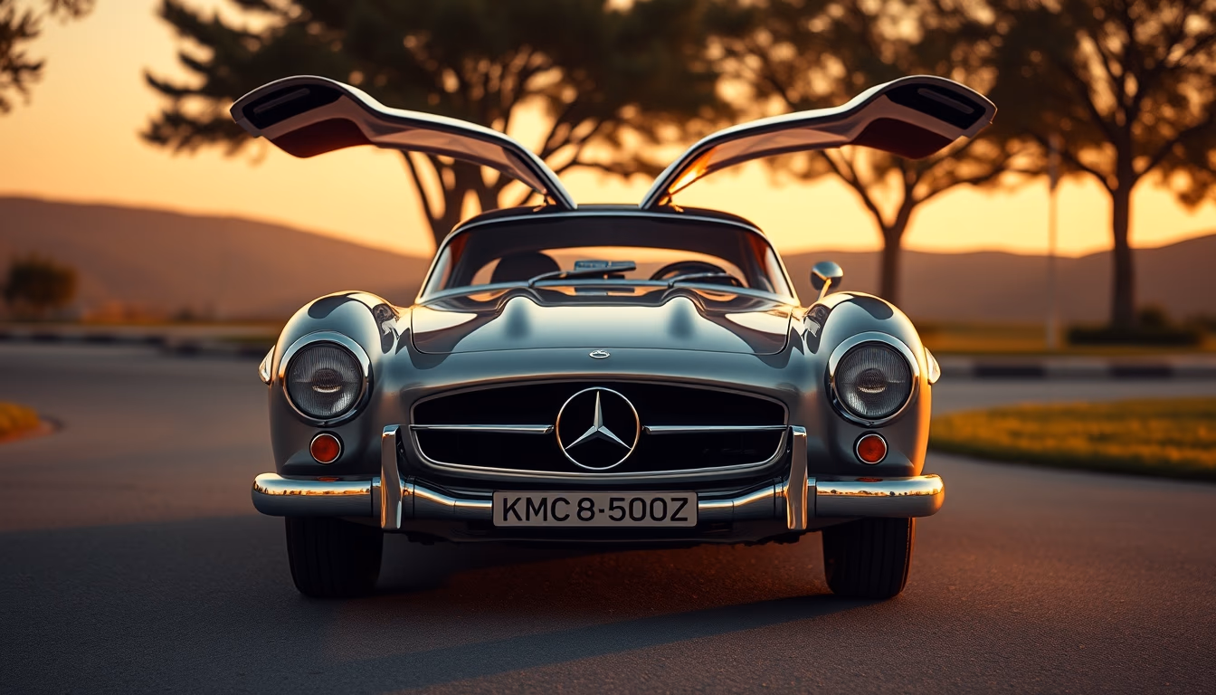 mercedes 300sl gullwing in editorial style