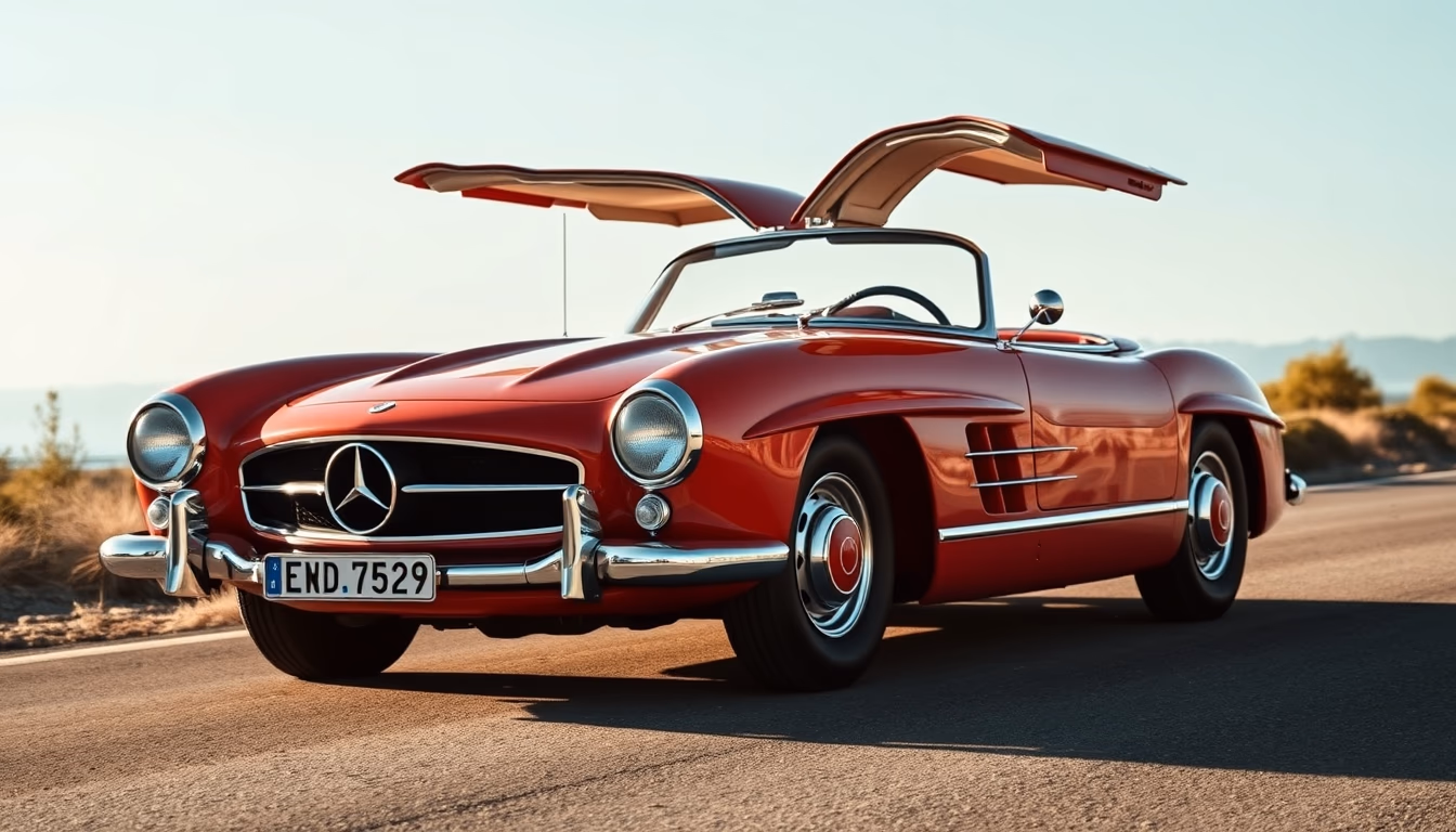 mercedes 300sl gullwing in editorial style