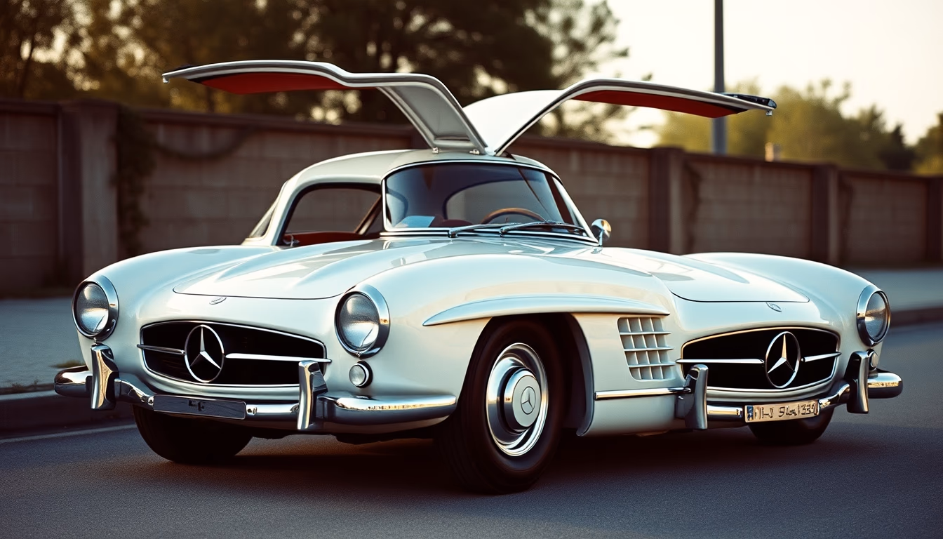 mercedes 300sl gullwing in editorial style