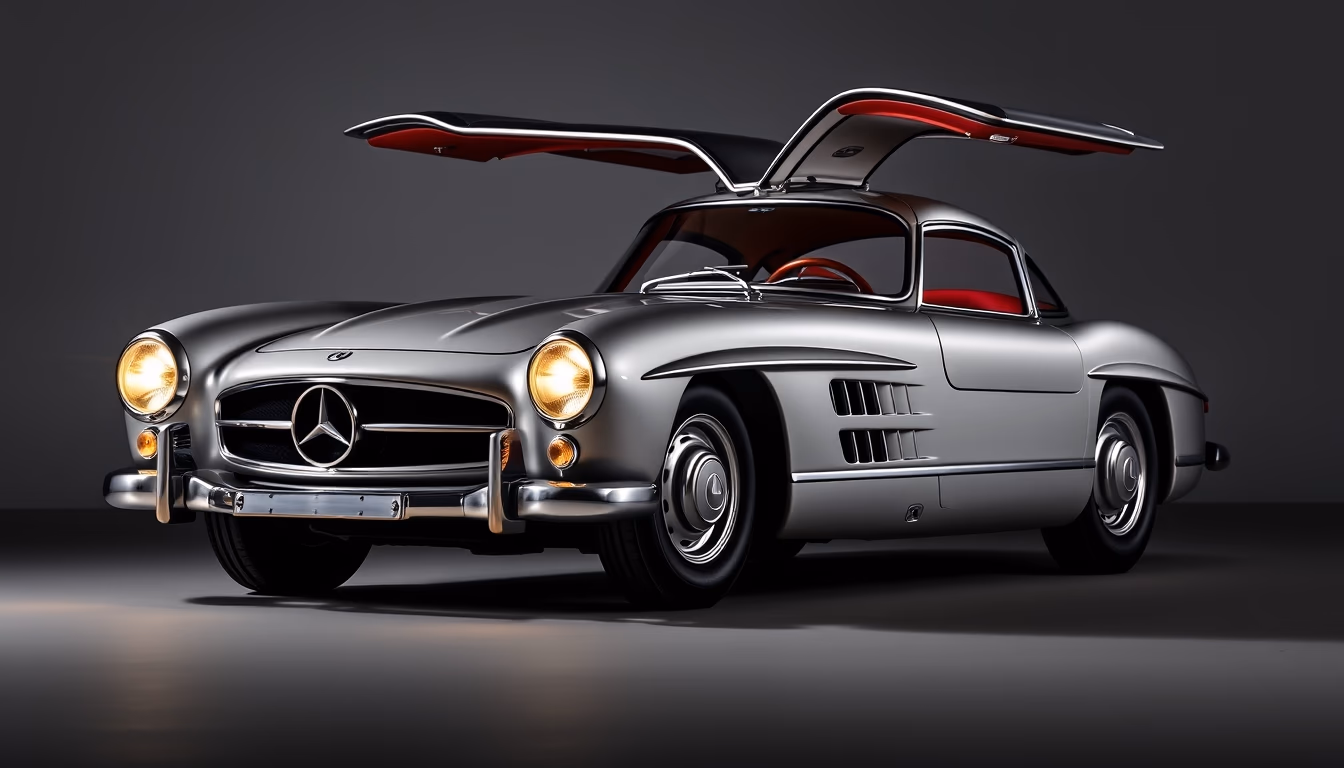 mercedes 300sl gullwing in editorial style