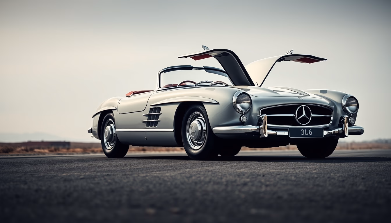mercedes 300sl gullwing in editorial style