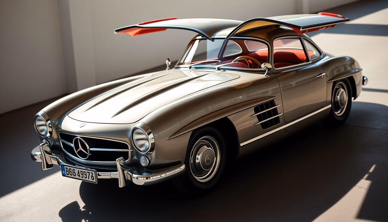 mercedes 300sl gullwing in editorial style