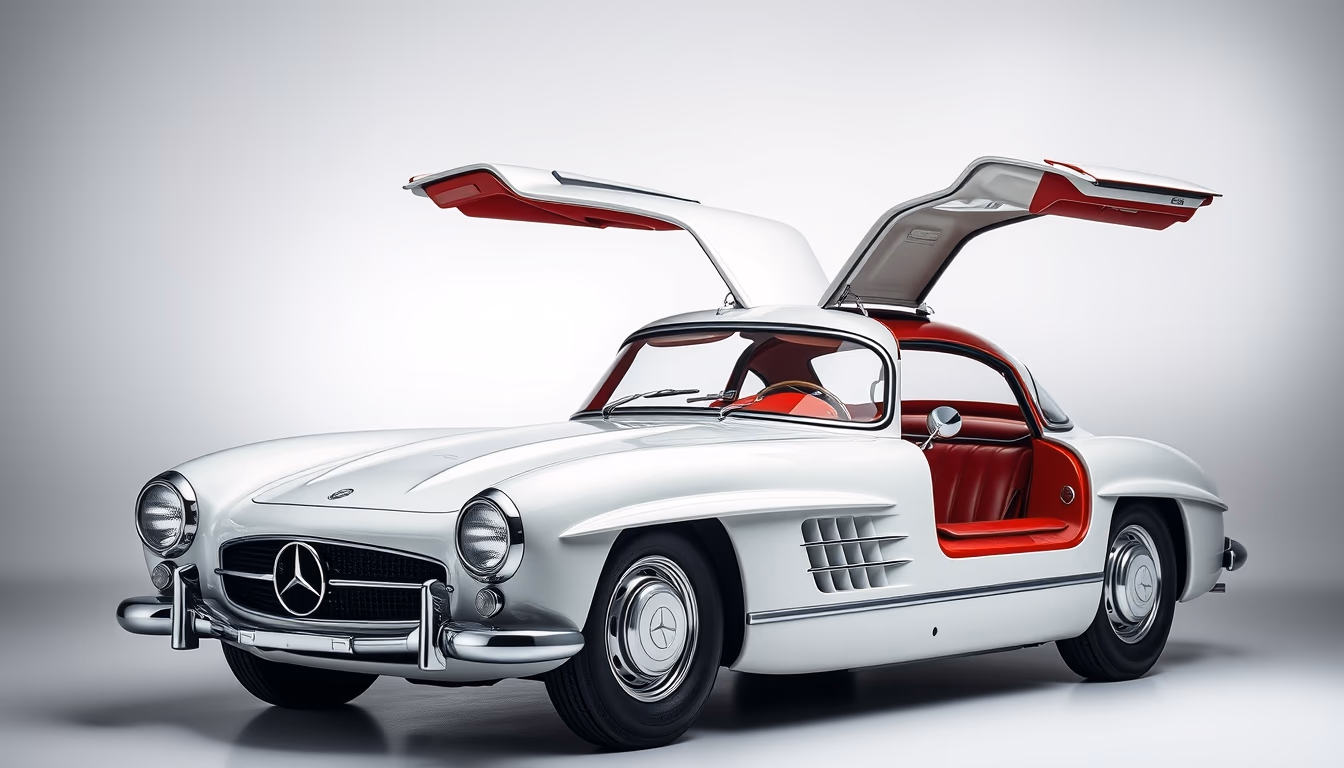 mercedes 300sl gullwing in editorial style