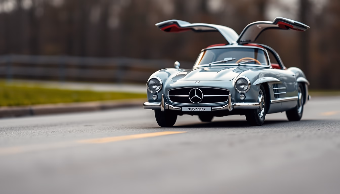 mercedes 300sl gullwing in editorial style