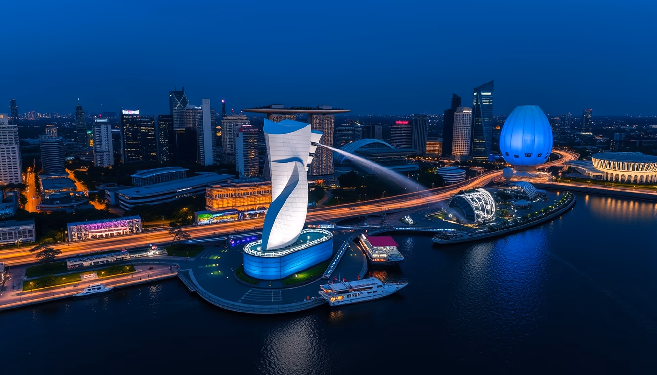 merlion singapore in editorial style