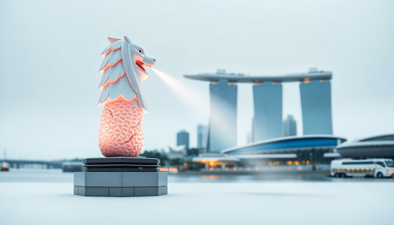 merlion singapore in editorial style
