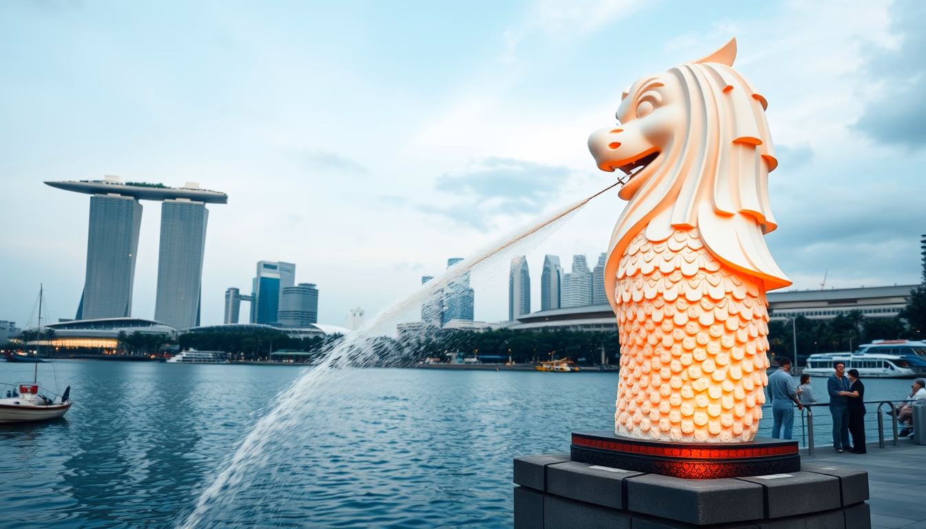 merlion singapore in editorial style