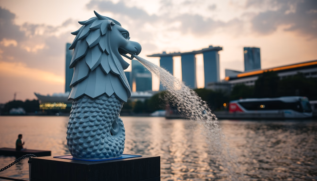 merlion singapore in editorial style
