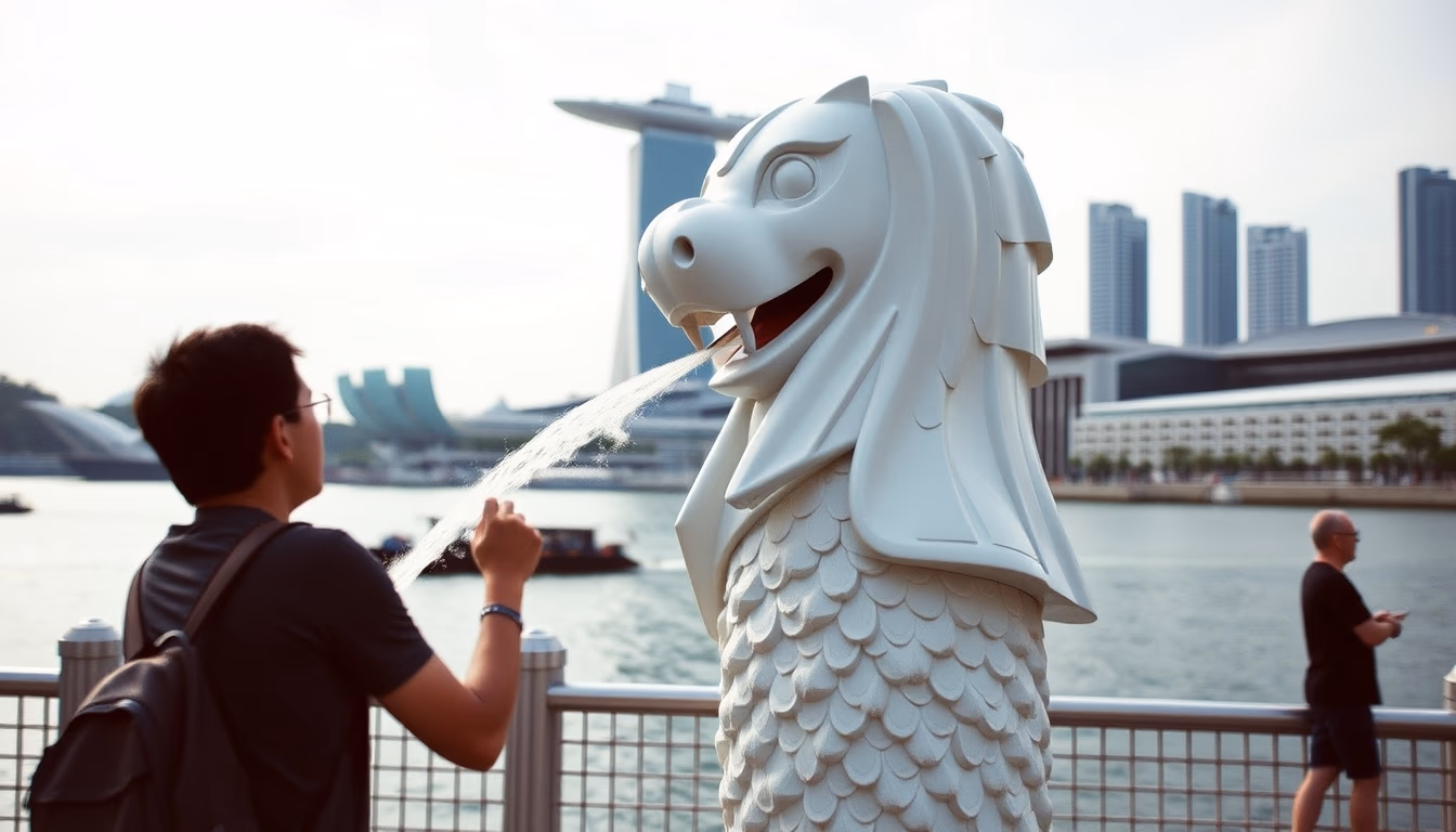 merlion singapore in editorial style