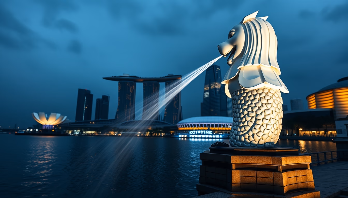 merlion singapore in editorial style