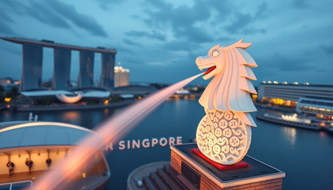 merlion singapore in editorial style