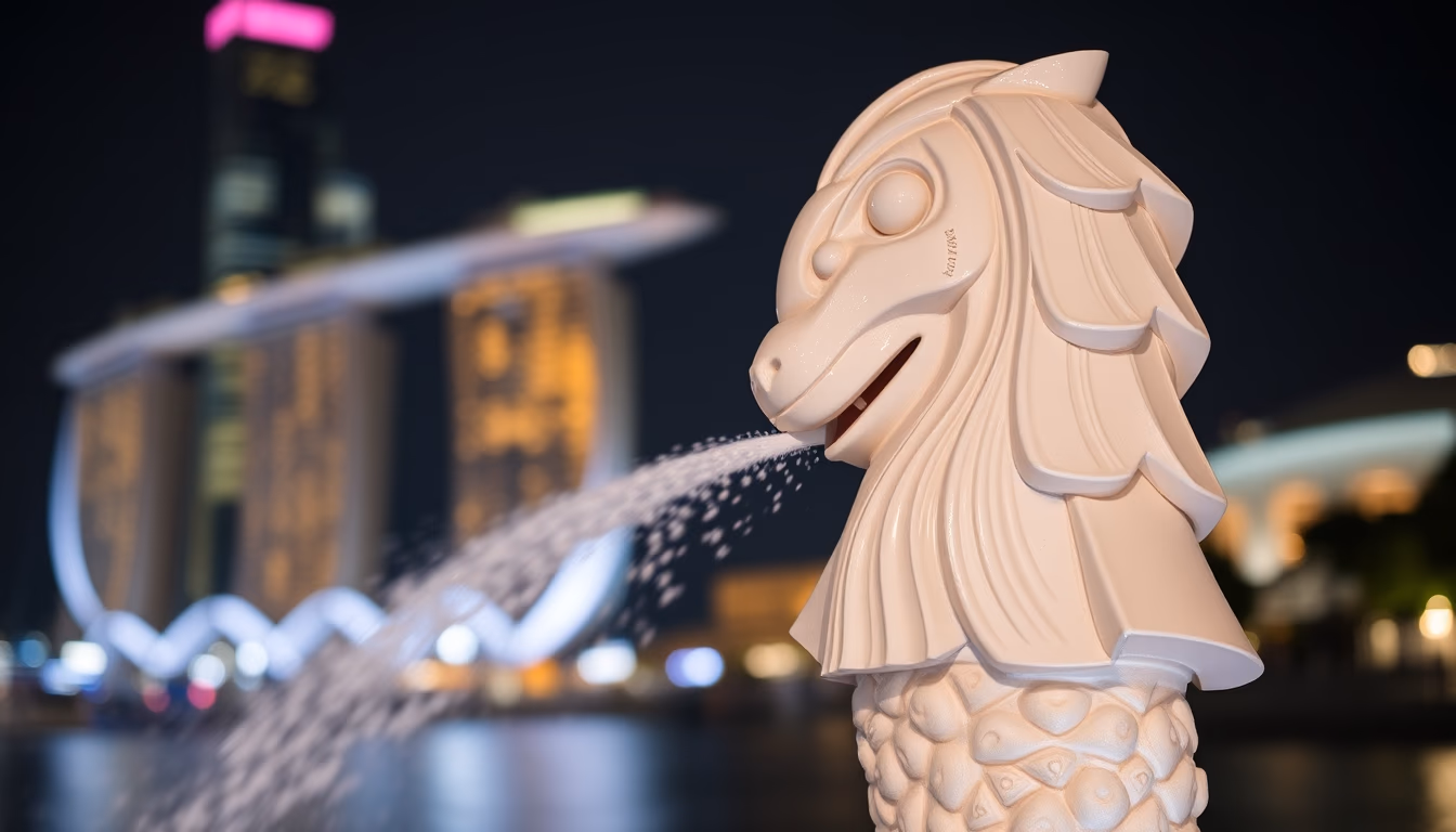 merlion singapore in editorial style