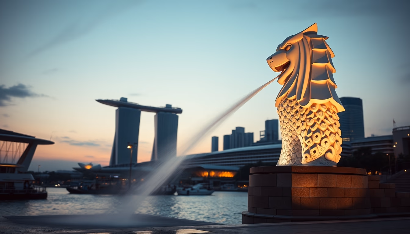 merlion singapore in editorial style