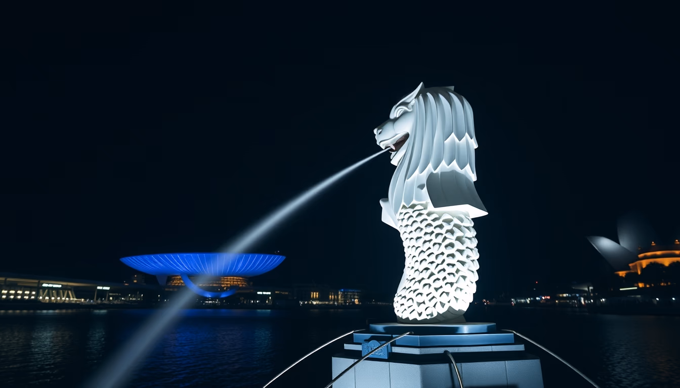 merlion singapore in editorial style
