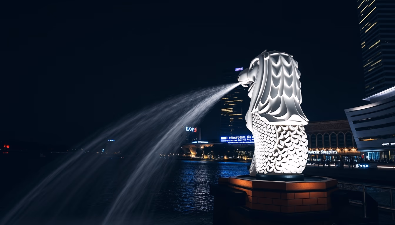 merlion singapore in editorial style