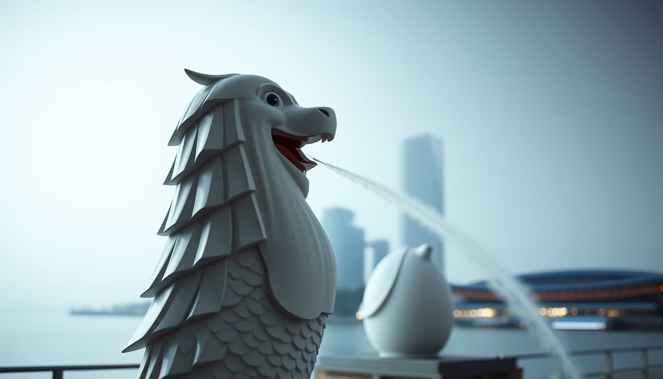 merlion singapore in editorial style