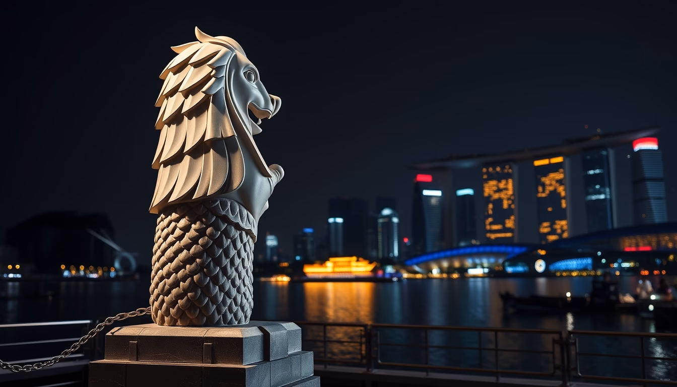 merlion singapore in editorial style