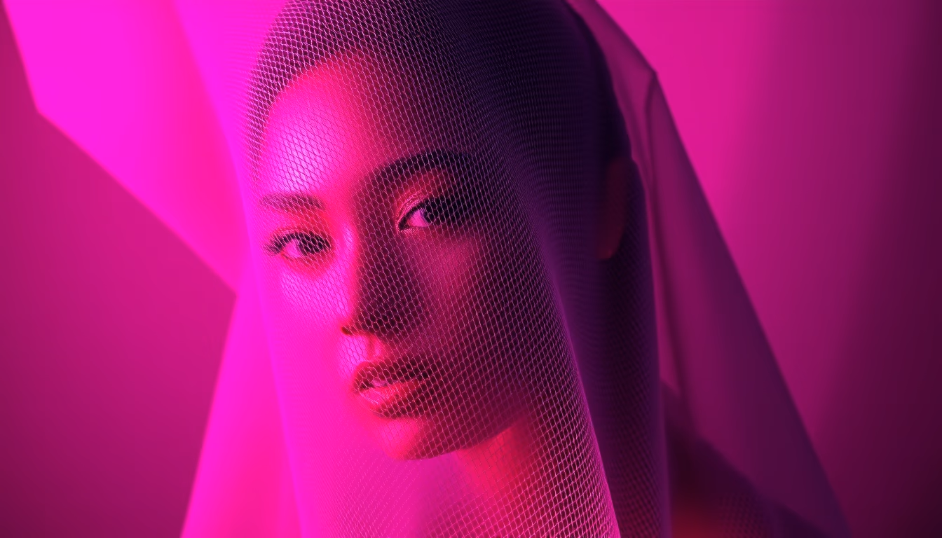 Mesh gradient pink em estilo editorial