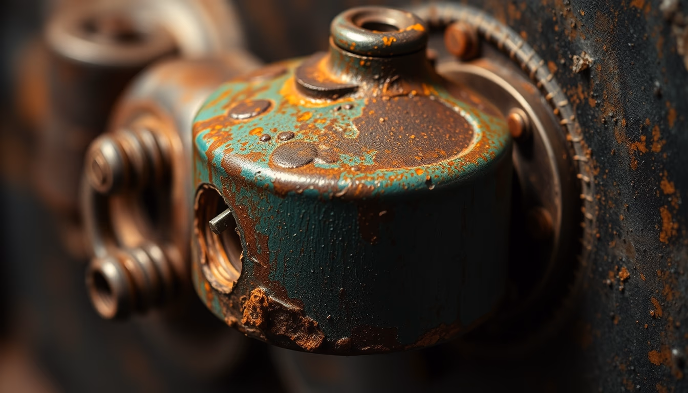 metal corrosion patina in editorial style