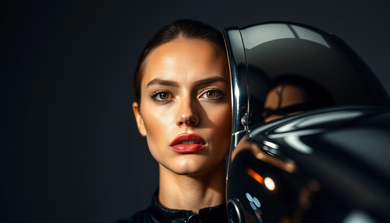 Metallic chrome reflection em estilo editorial