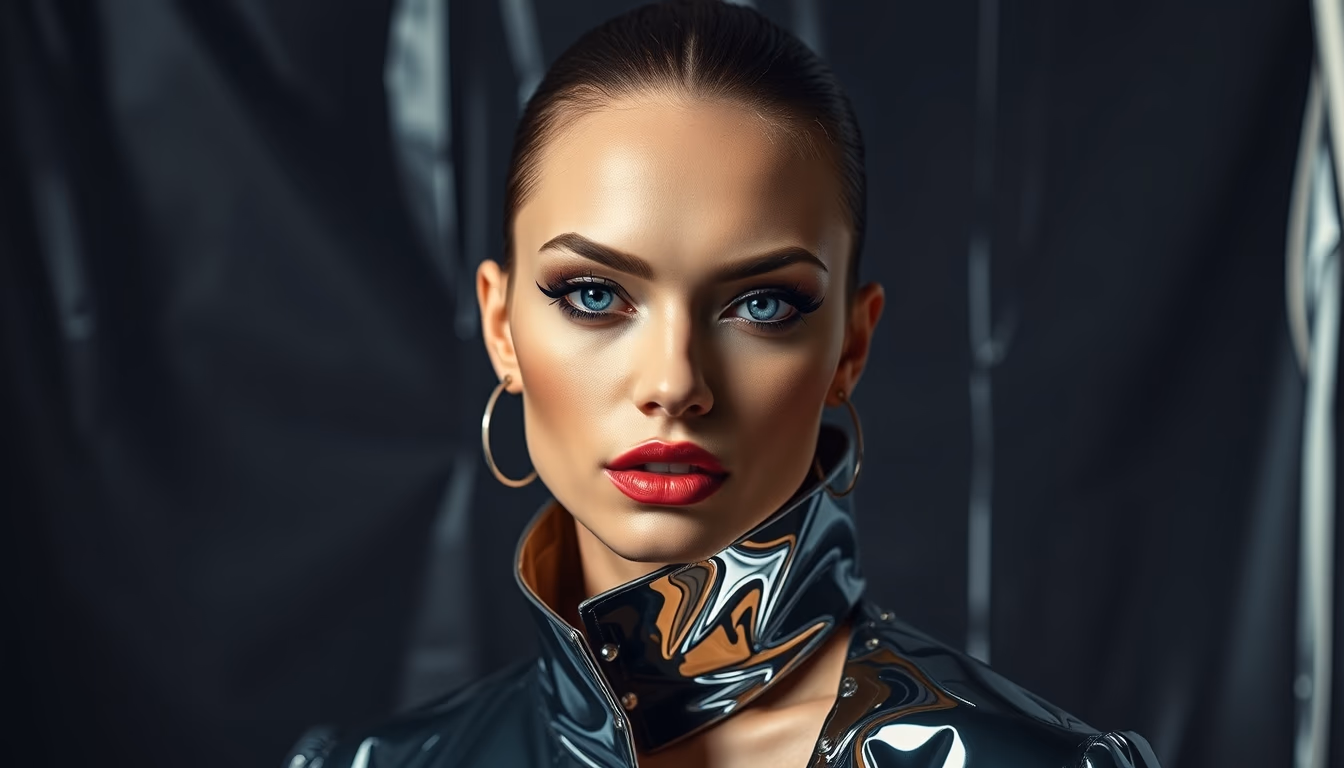 metallic chrome reflection in editorial style