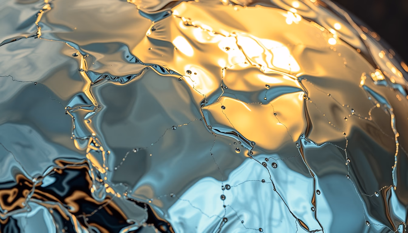 metallic chrome reflection in editorial style