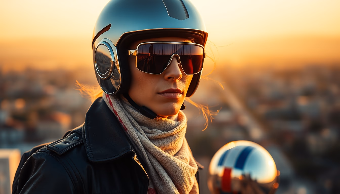 metallic chrome reflection in editorial style