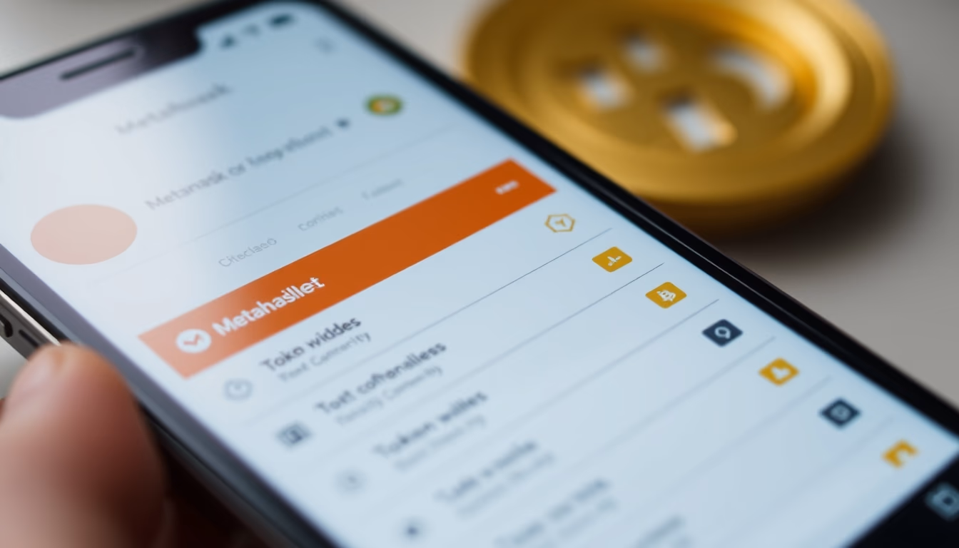 metamask wallet interface on smartphone screen with token list in editorial style