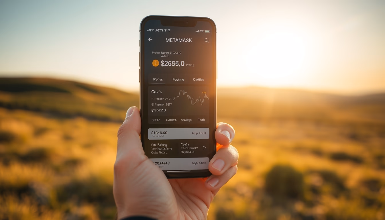 metamask wallet UI on smartphone screen in editorial style