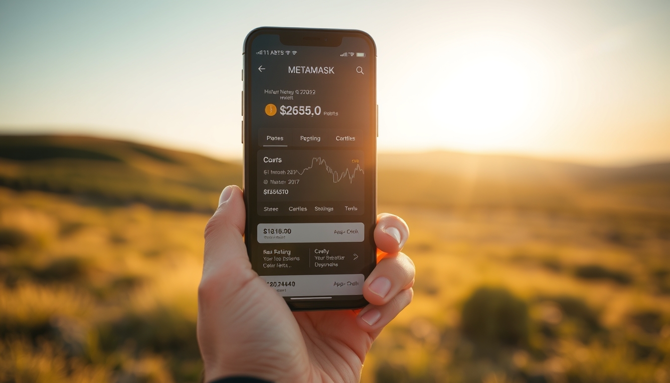 metamask wallet UI on smartphone screen in editorial style